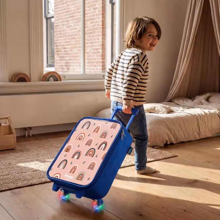 Kinderkoffer Blau - Rosa Regenbögen Muster — 2