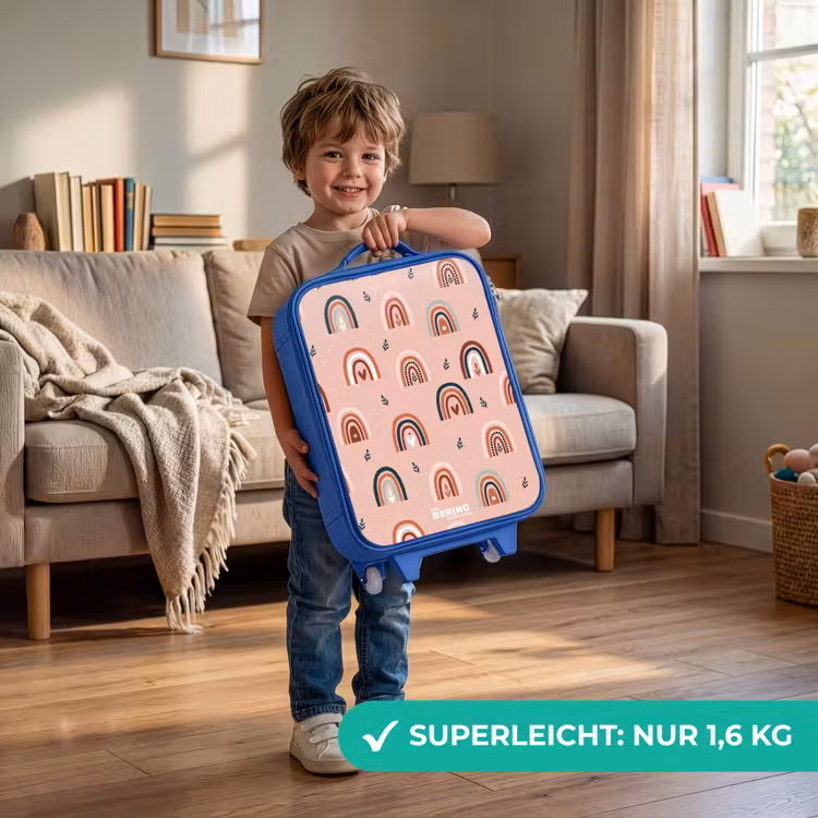 Kinderkoffer Blau - Rosa Regenbögen Muster — 3