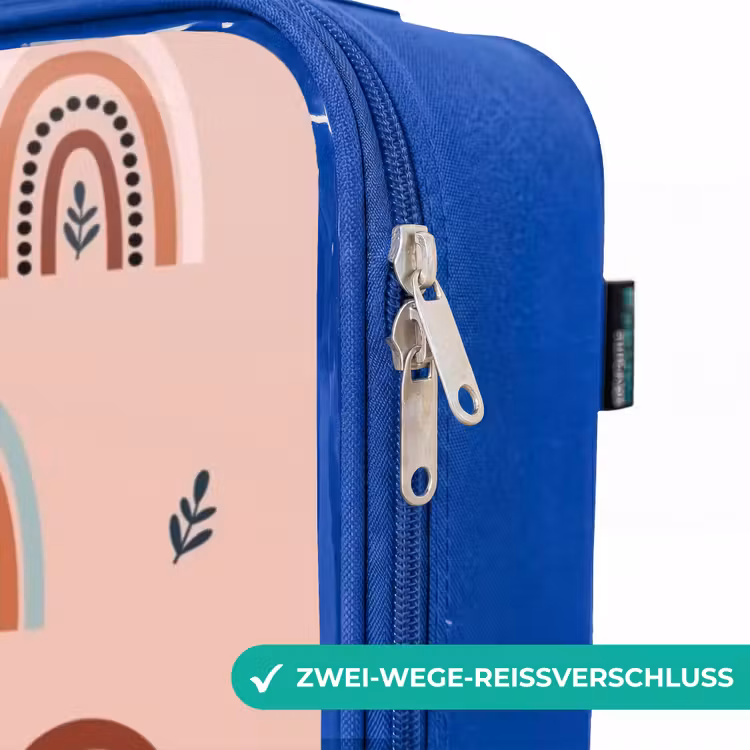 Kinderkoffer Blau - Rosa Regenbögen Muster — 5