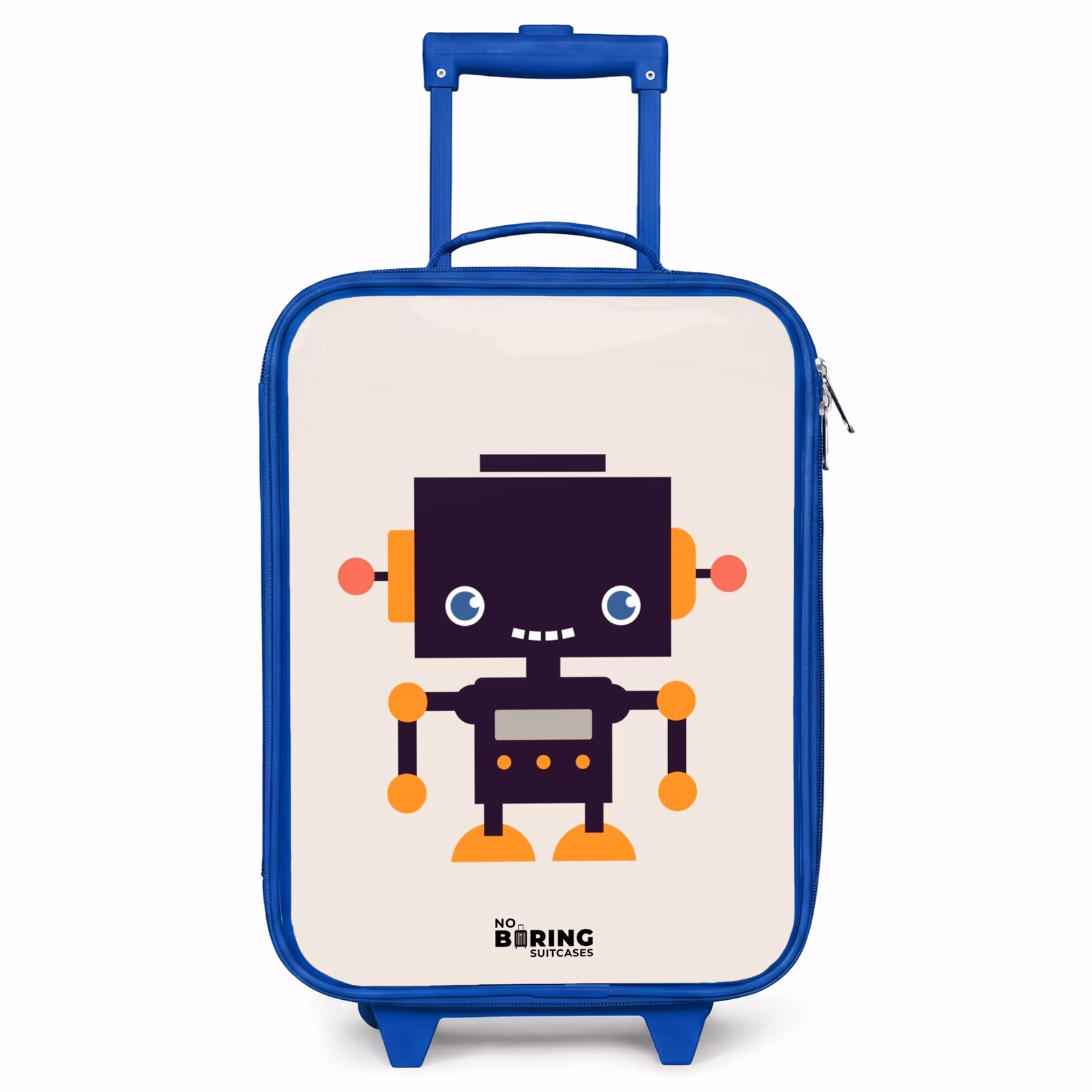 Kinderkoffer Blau - Schwarzer Roboter mit orangefarbenen Akzenten — 1