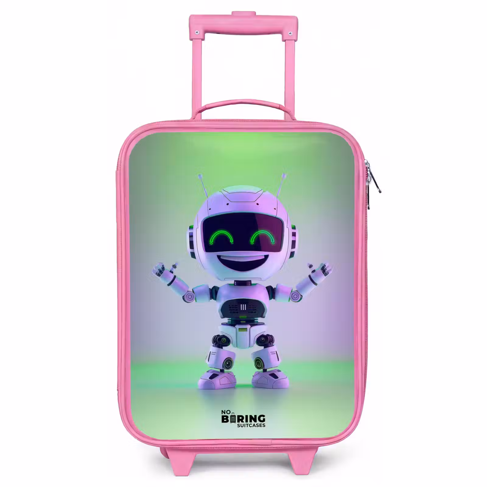 Kinderkoffer Rosa - Roboter mit lila und grünem Licht — 1