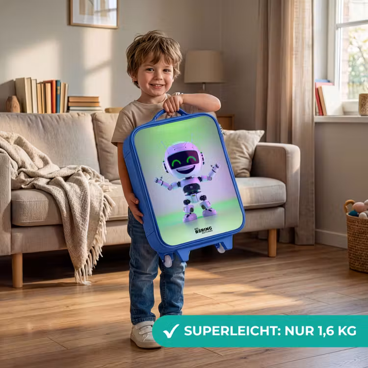 Kinderkoffer Blau - Roboter mit lila und grünem Licht — 3