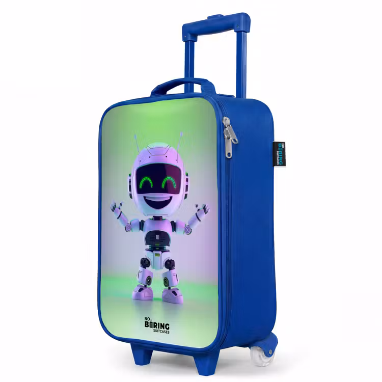 Kinderkoffer Blau - Roboter mit lila und grünem Licht — 8