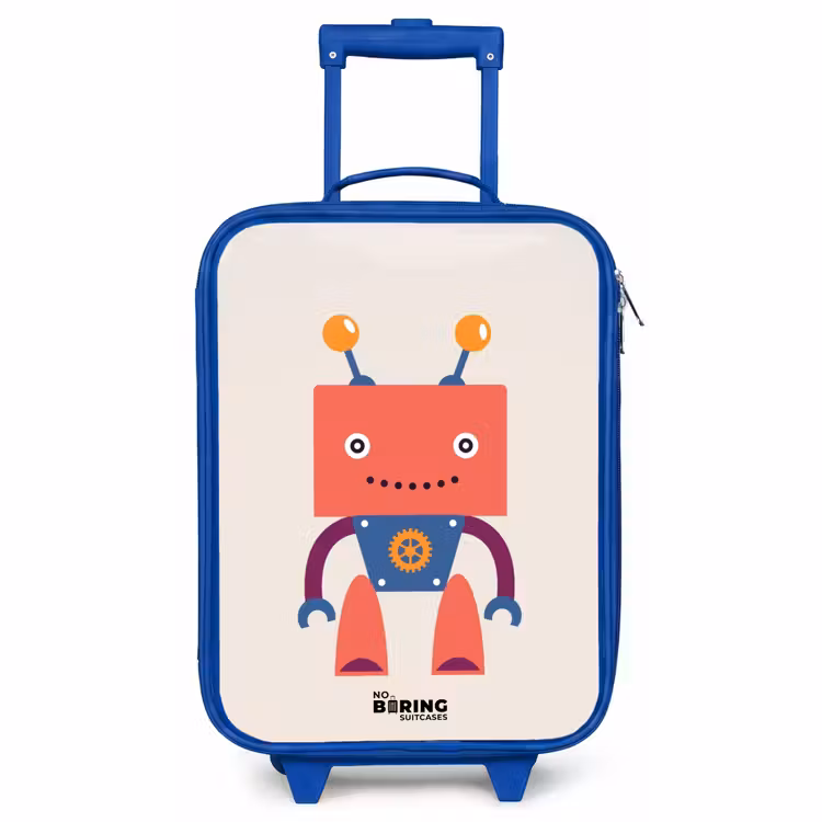 Kinderkoffer Blau - Roter Roboter mit quadratischem Kopf — 1
