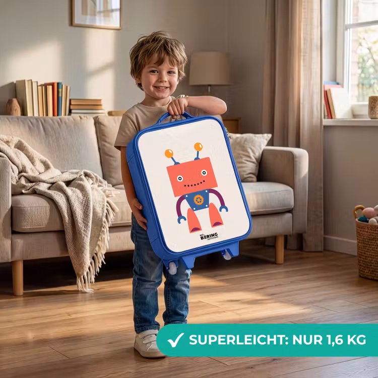 Kinderkoffer Blau - Roter Roboter mit quadratischem Kopf — 3