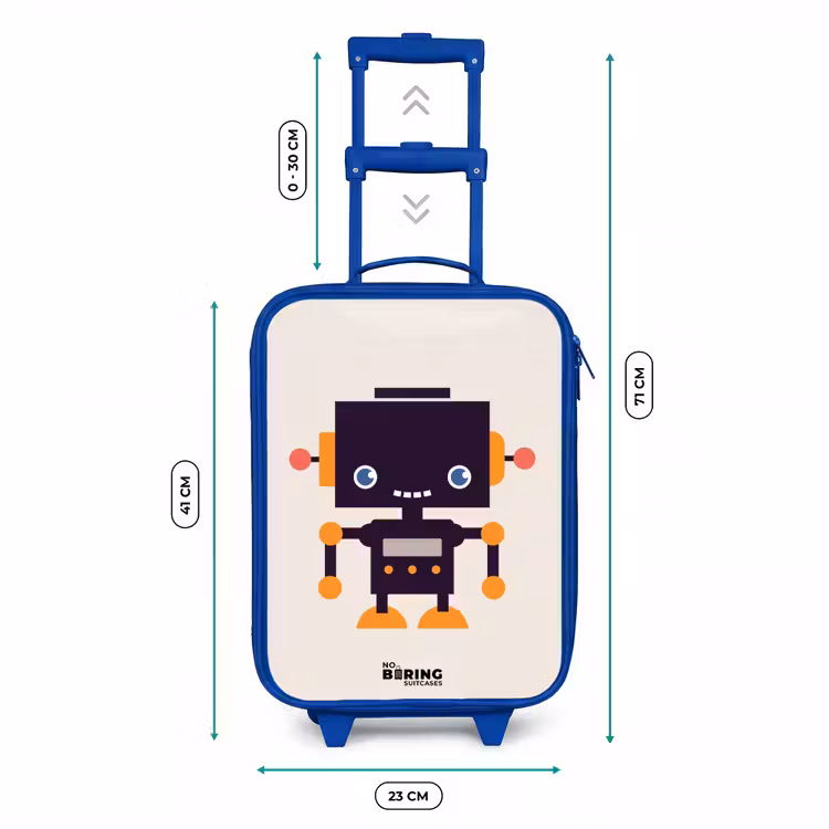 Kinderkoffer Blau - Schwarzer Roboter mit orangefarbenen Akzenten — 7