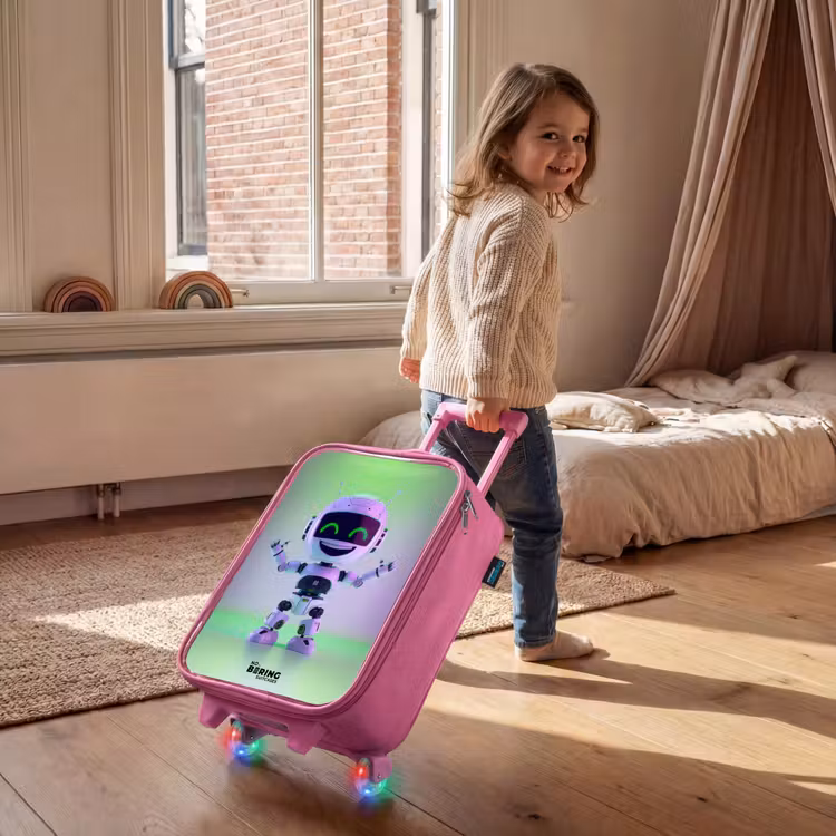 Kinderkoffer Rosa - Roboter mit lila und grünem Licht — 2