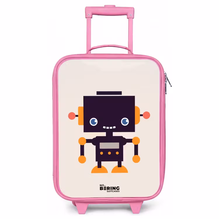 Kinderkoffer Rosa - Schwarzer Roboter mit orangefarbenen Akzenten — 1