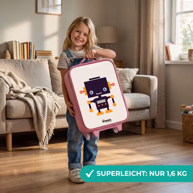 Kinderkoffer Rosa - Schwarzer Roboter mit orangefarbenen Akzenten — 3