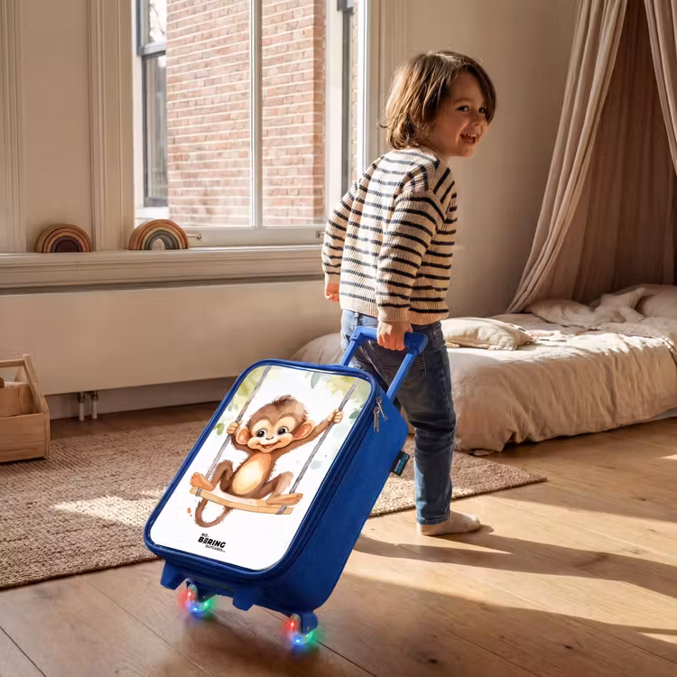 Kinderkoffer Blau - Schaukelnder Großer Affe — 2