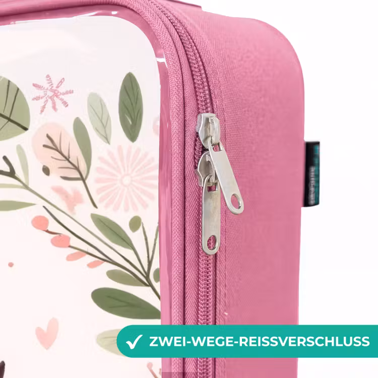 Kinderkoffer Rosa - Rosa und braune Eule sitzen zusammen auf einem Ast — 5