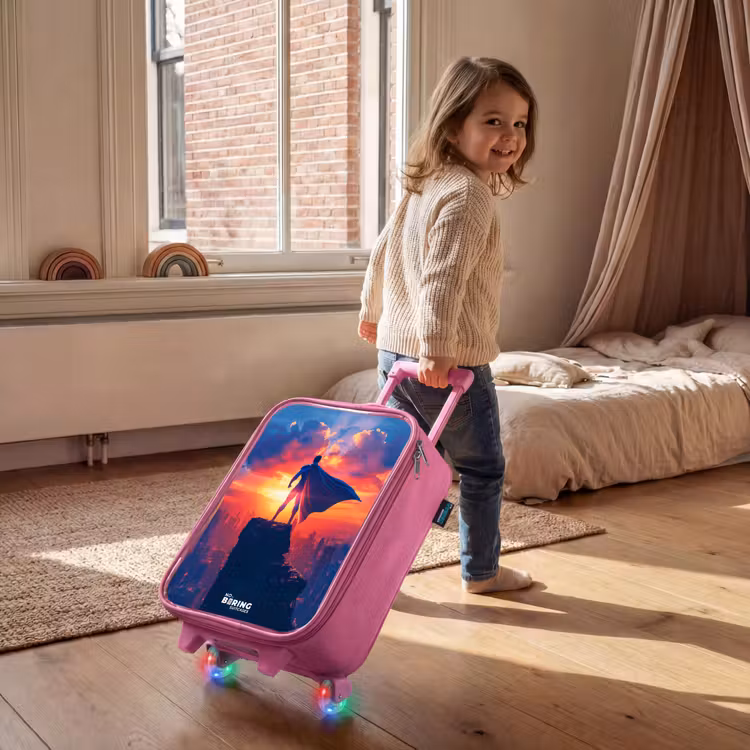 Kinderkoffer Rosa - Wolkenkratzer-Superheld — 2