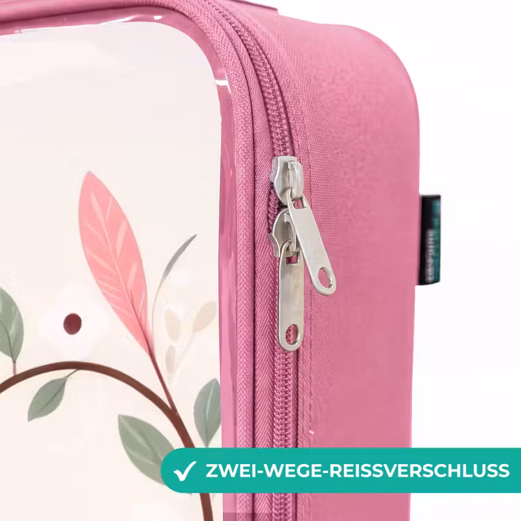 Kinderkoffer Rosa - Zwei Eulen auf einem Zweig mit rosa und grünen Blättern — 5
