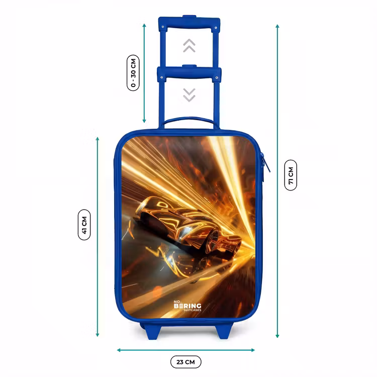 Kinderkoffer Blau - Goldener Rennwagen in einem Tunnel — 7