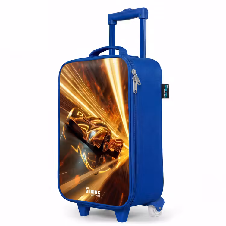 Kinderkoffer Blau - Goldener Rennwagen in einem Tunnel — 8
