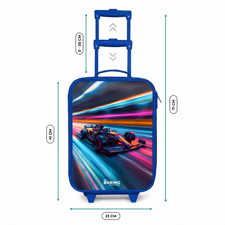 Kinderkoffer Blau - Rennwagen mit bunten Lichtspuren — 7