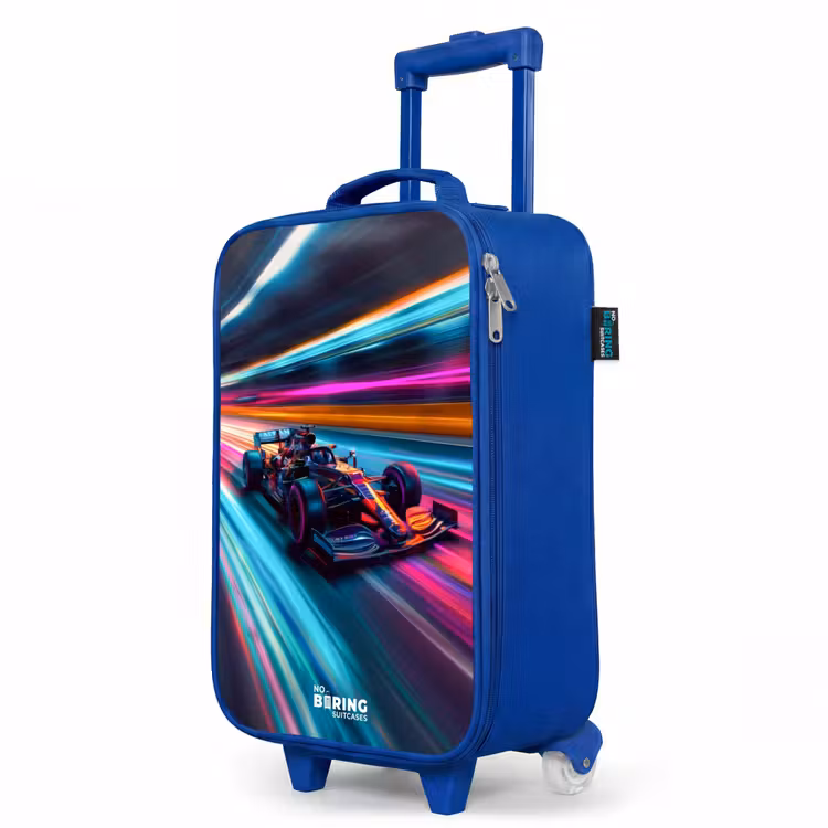 Kinderkoffer Blau - Rennwagen mit bunten Lichtspuren — 8