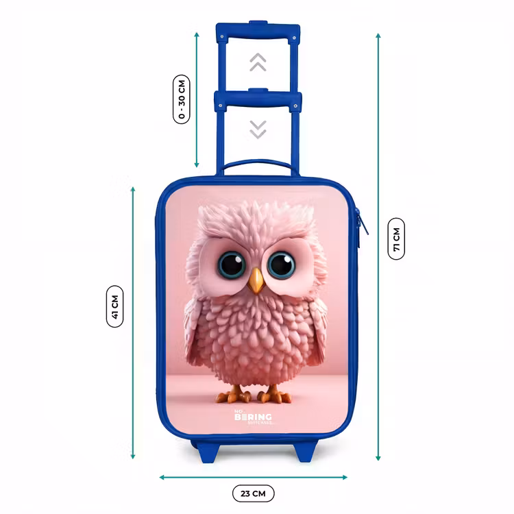 Kinderkoffer Blau - Rosa Eule mit blauen Augen — 7