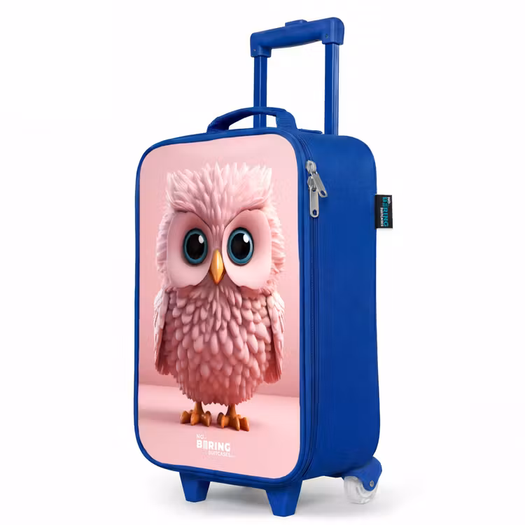 Kinderkoffer Blau - Rosa Eule mit blauen Augen — 8