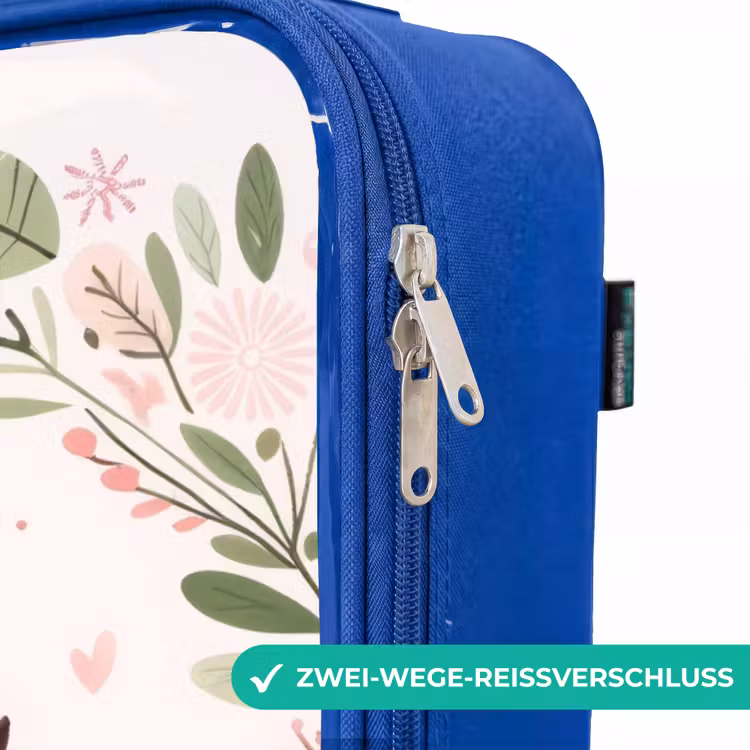Kinderkoffer Blau - Rosa und braune Eule sitzen zusammen auf einem Ast — 5