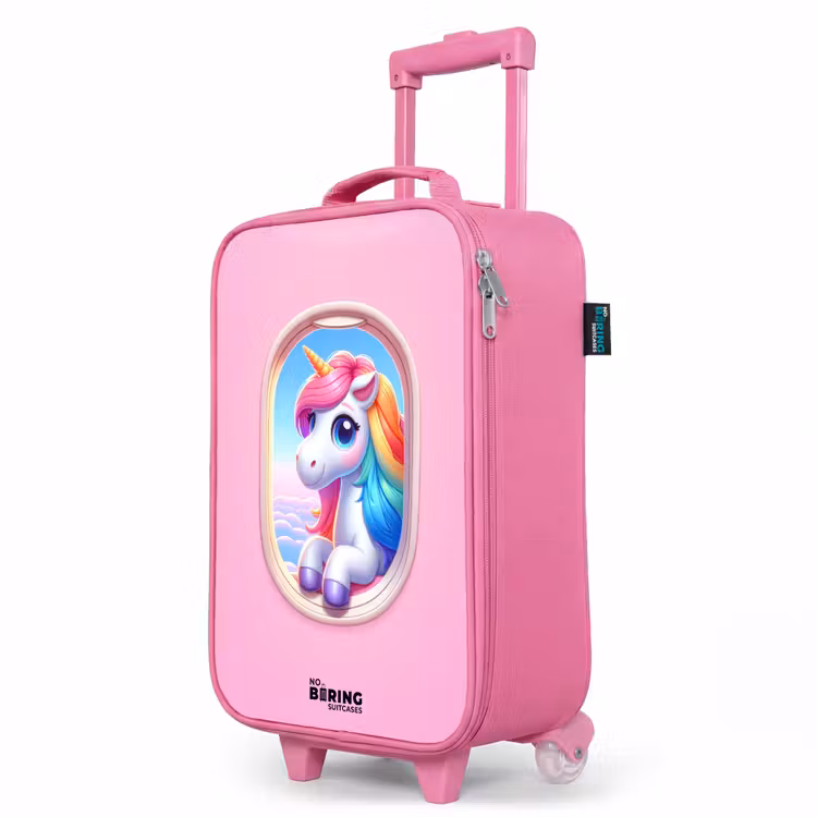 Kinderkoffer Rosa - Buntes Einhorn aus einem Flugzeugfenster — 8