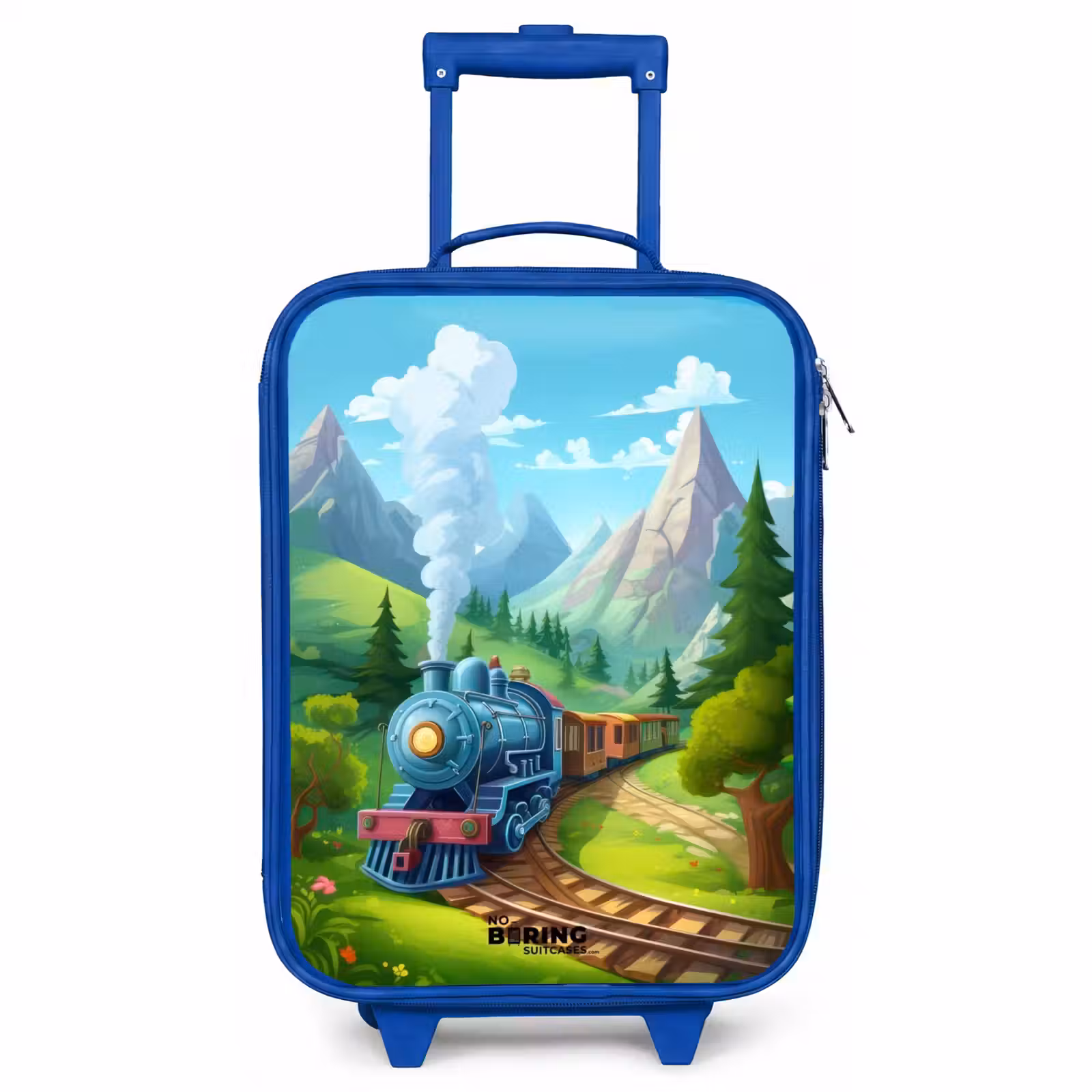 Kinderkoffer Blau - Dampfzug durch Berglandschaft — 1