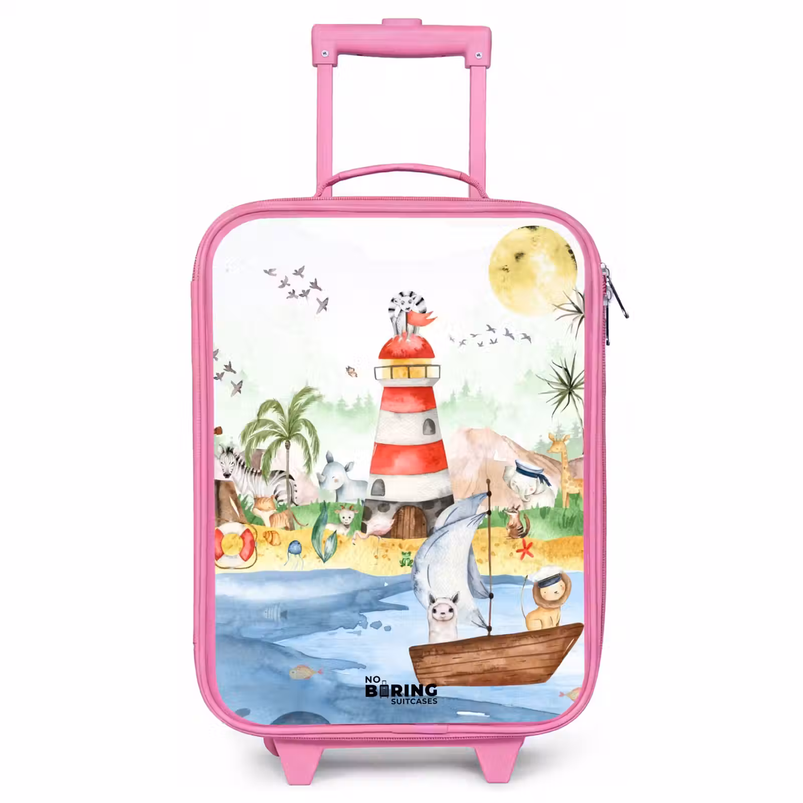 Kinderkoffer Rosa - Leuchtturm mit allen Tieren — 1