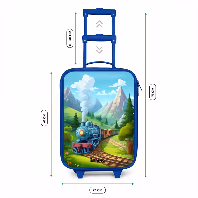 Kinderkoffer Blau - Dampfzug durch Berglandschaft — 7