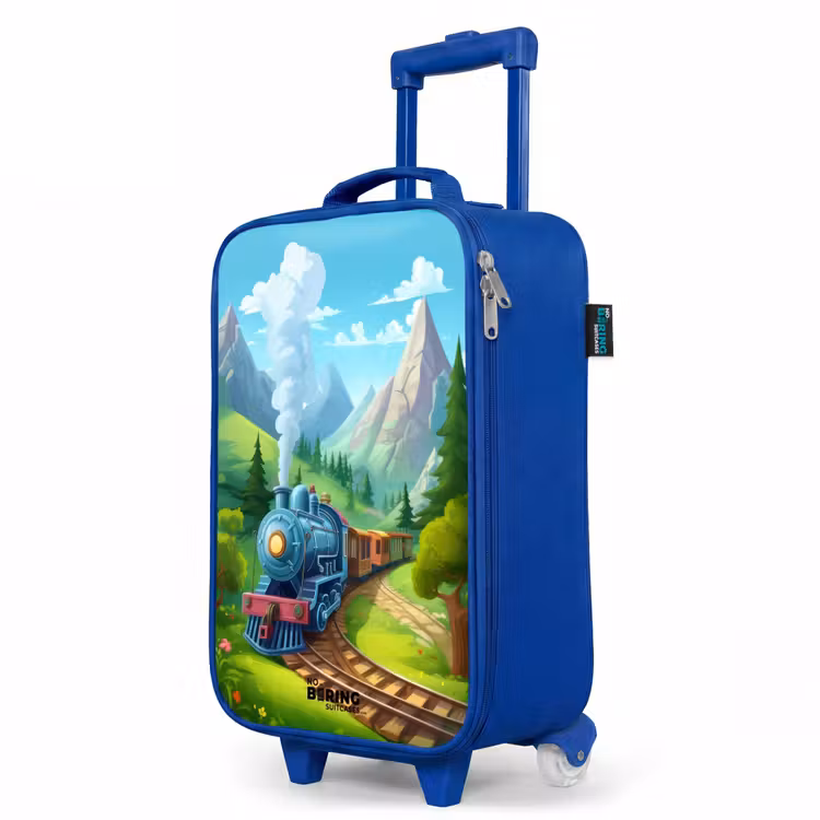 Kinderkoffer Blau - Dampfzug durch Berglandschaft — 8