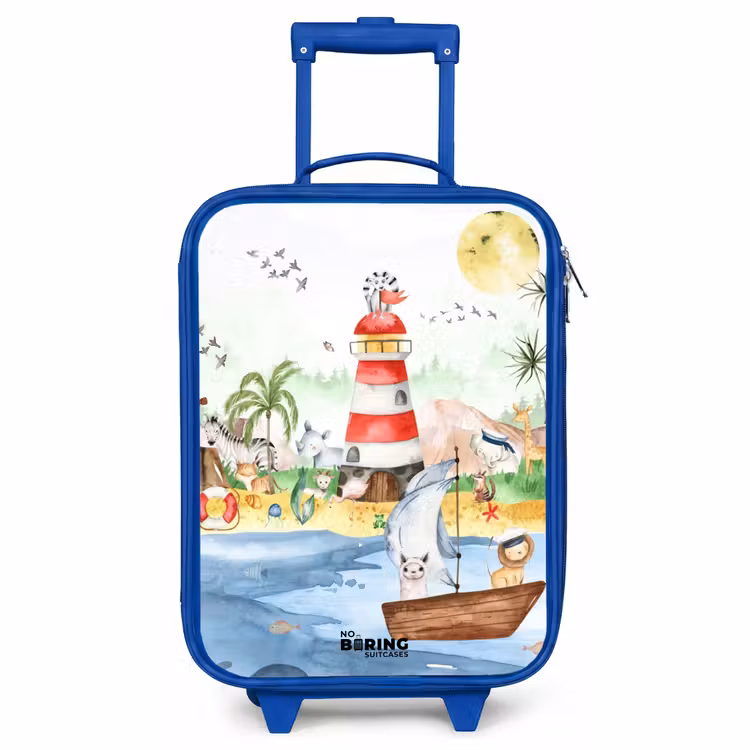 Kinderkoffer Blau - Leuchtturm mit allen Tieren — 1