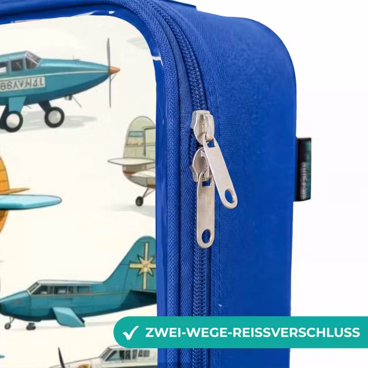 Kinderkoffer Blau - Vintage Propeller Flugzeug Muster — 5