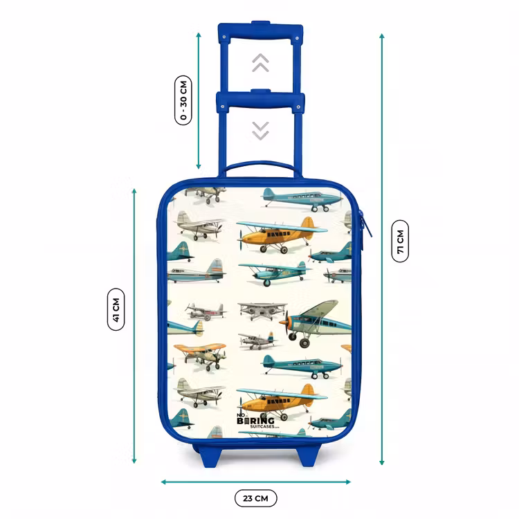 Kinderkoffer Blau - Vintage Propeller Flugzeug Muster — 7