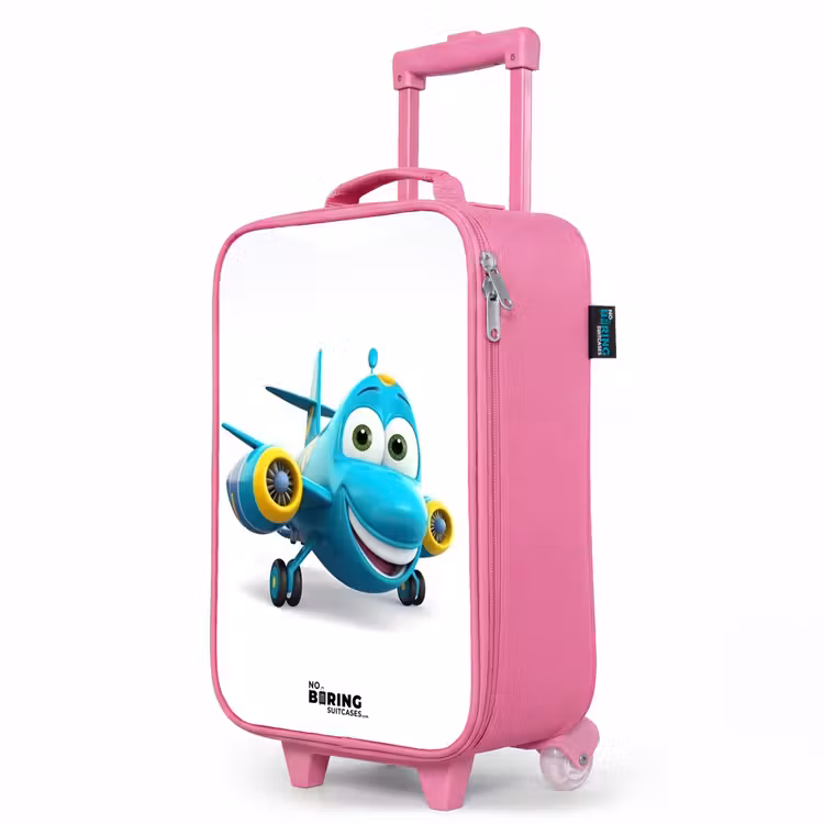 Kinderkoffer Rosa - Blaues Flugzeug mit lächelndem Gesicht — 8