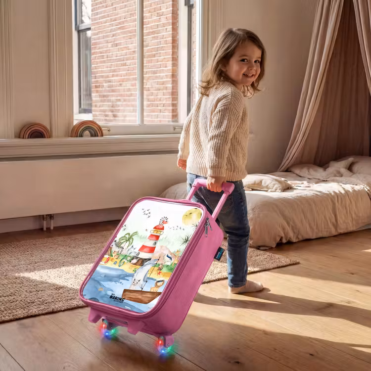 Kinderkoffer Rosa - Leuchtturm mit allen Tieren — 2