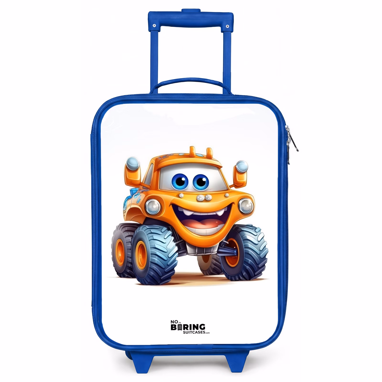 Kinderkoffer Blau - Orangefarbener Monstertruck lächelnd — 1