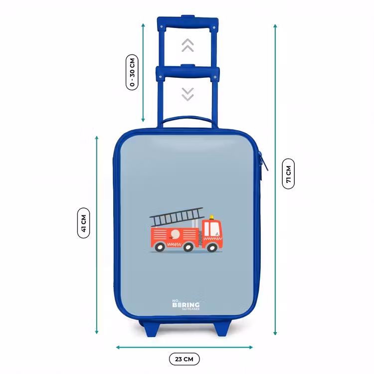 Kinderkoffer Blau - Feuerwehrauto blauer Hintergrund — 7
