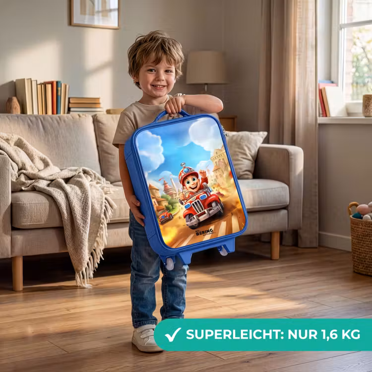 Kinderkoffer Blau - Feuerwehrauto durch die Stadt — 3