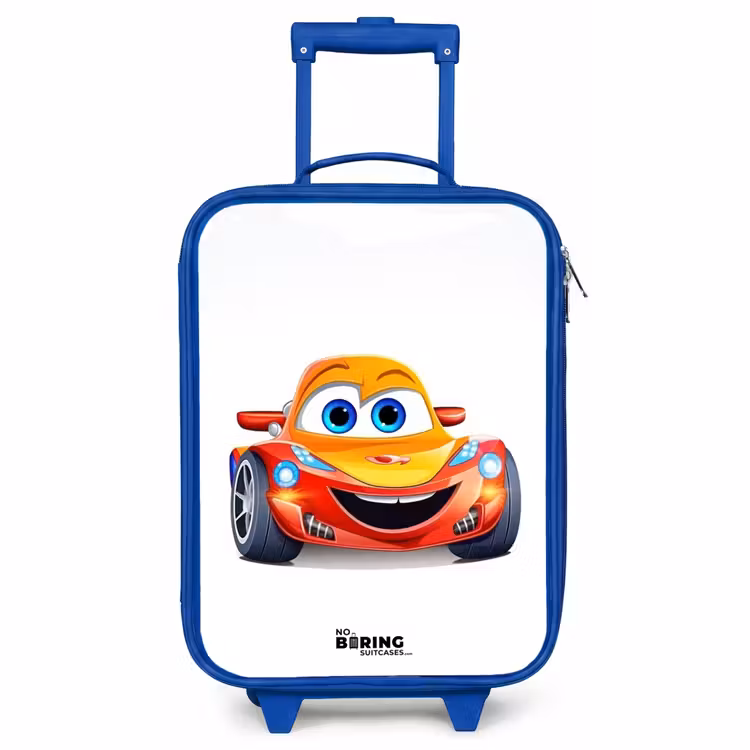 Kinderkoffer Blau - Rennwagen mit Gesicht — 1