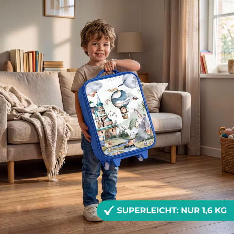 Kinderkoffer Blau - Schloss und Heißluftballon — 3