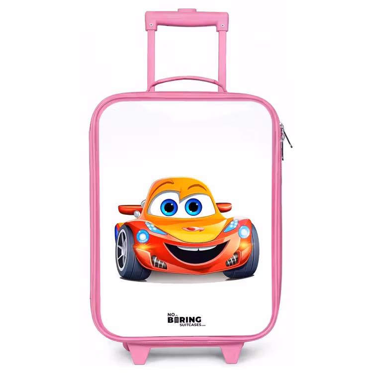 Kinderkoffer Rosa - Rennwagen mit Gesicht — 1