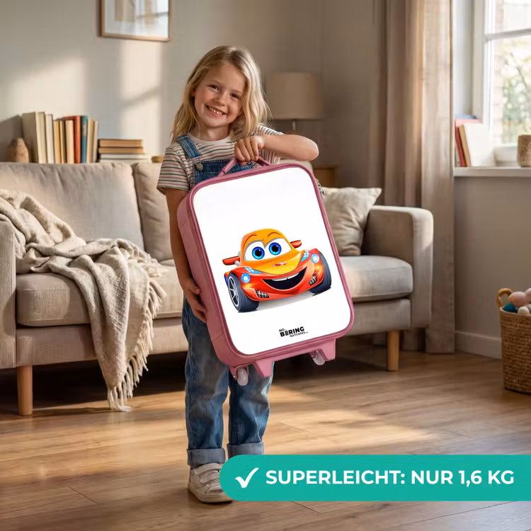 Kinderkoffer Rosa - Rennwagen mit Gesicht — 3