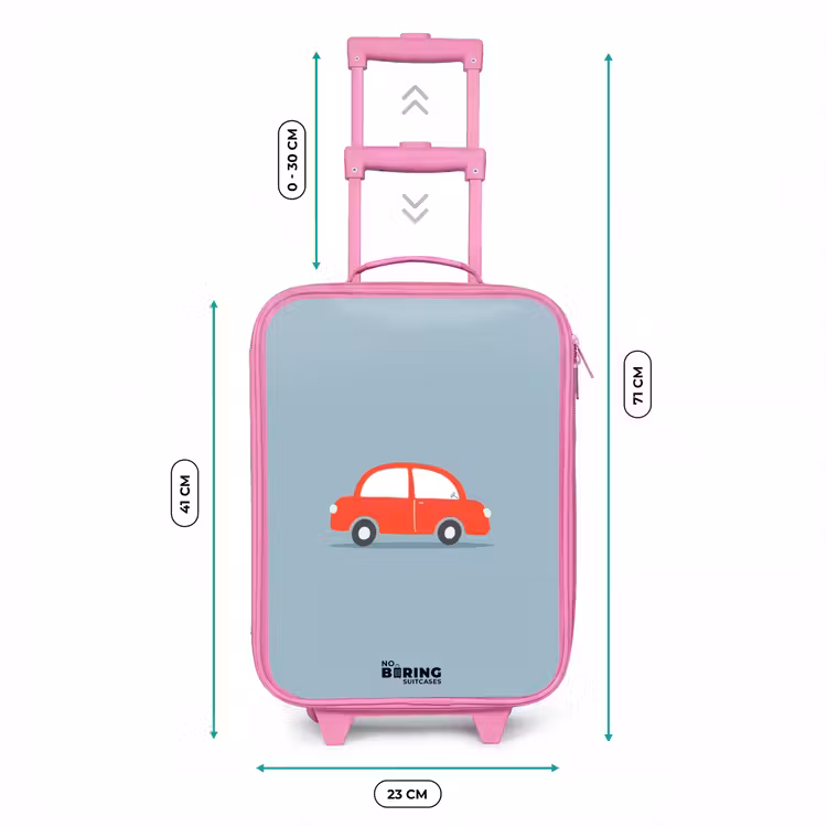 Kinderkoffer Rosa - Rotes Auto blauer Hintergrund — 7