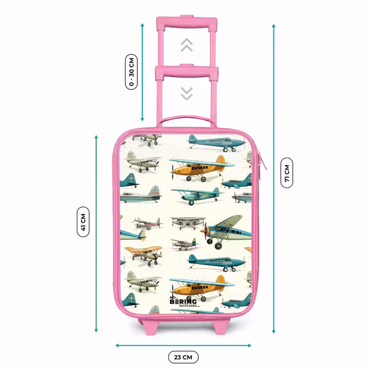 Kinderkoffer Rosa - Vintage Propeller Flugzeug Muster — 7
