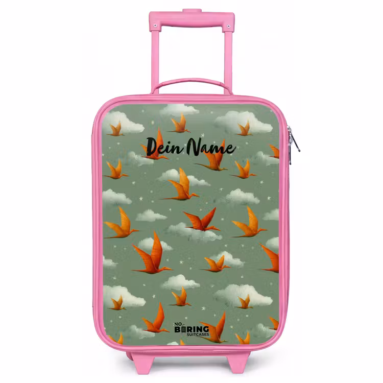 Kinderkoffer Rosa - Muster - Dino - Flugsaurier — 1