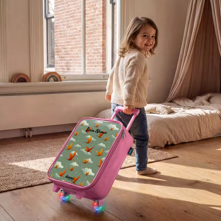 Kinderkoffer Rosa - Muster - Dino - Flugsaurier — 2