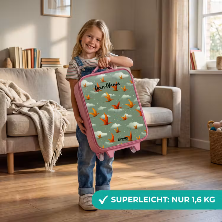 Kinderkoffer Rosa - Muster - Dino - Flugsaurier — 3