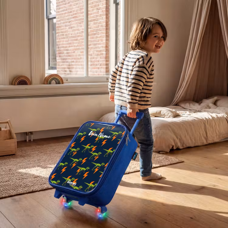 Kinderkoffer Blau - Dinos - Blitze - Tiere - Blau — 2