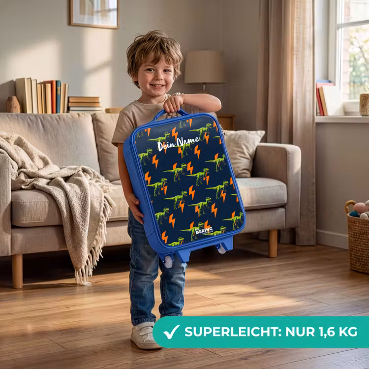 Kinderkoffer Blau - Dinos - Blitze - Tiere - Blau — 3