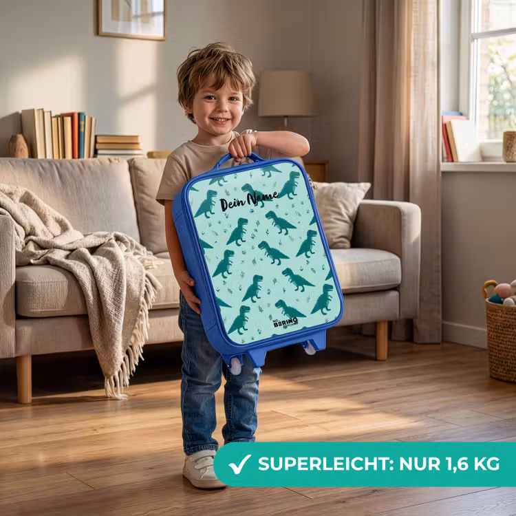 Kinderkoffer Blau - Dinos - Muster - Grün — 3