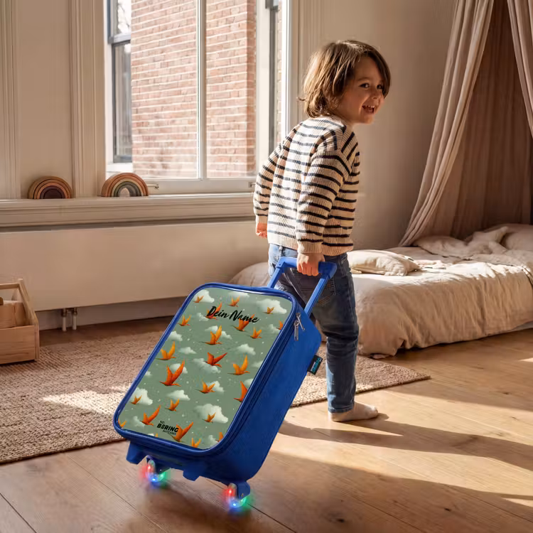 Kinderkoffer Blau - Muster - Dino - Flugsaurier — 2